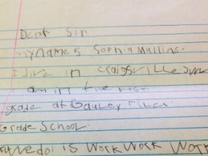 Фрагмент письма Софи Маллинс сенатору Джо Манчину
